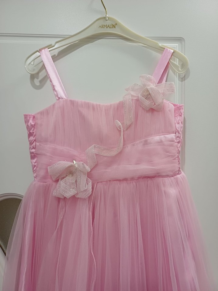 Pembe Fırfırlı Kız Çocuk abiye - Görsel 4