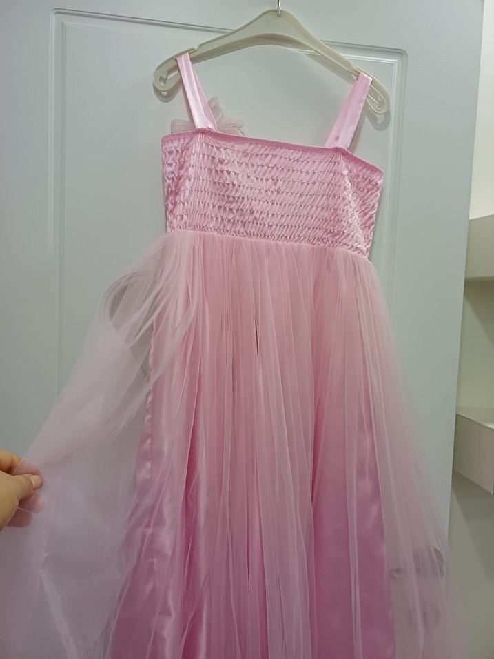 Pembe Fırfırlı Kız Çocuk abiye - Görsel 2