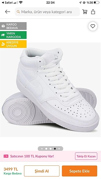 Nike court vision boğazlı