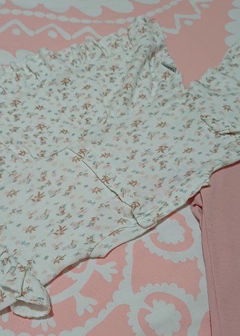 Dantel Detaylı Pembe Kız Bebek Takımı - Görsel 3