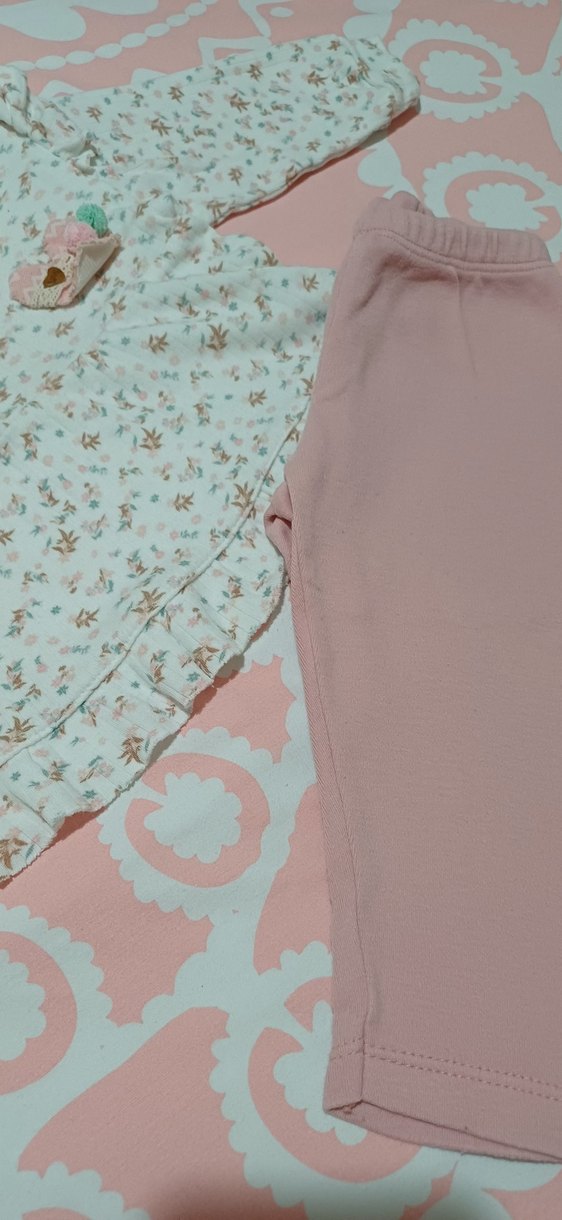 Dantel Detaylı Pembe Kız Bebek Takımı - Görsel 4