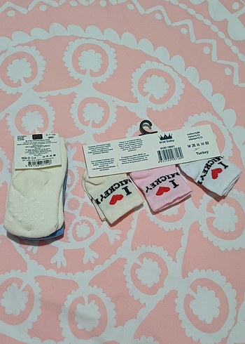 Beyaz Pamuklu Kız Çorabı Seti, Baskılı - Görsel 2