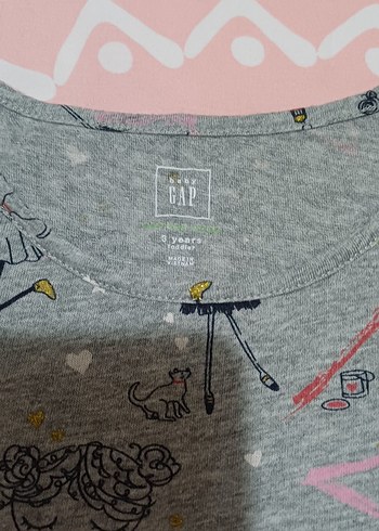 Kız Çocuk Gri Uzun Kollu Desenli Elbise - Görsel 2