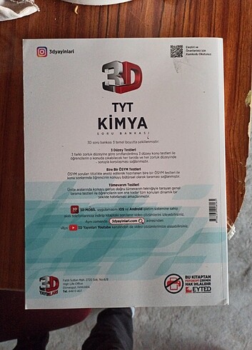 3D YAYINLARI TYT KİMYA SORU BANKASI 