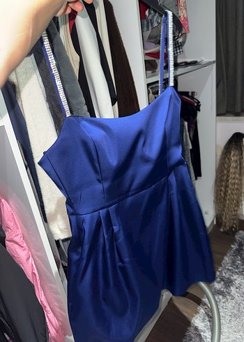 Parlak Mavi Askılı Midi Elbise - Görsel 9