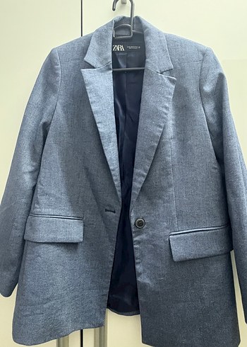 Zara Mavi Tek Dugmeli Blazer Ceket