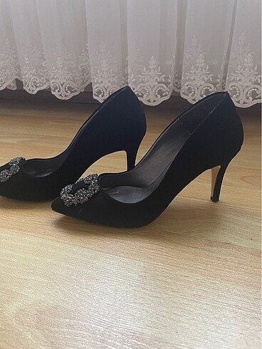 36 Beden Marcatelli siyah velvet ayakkabı