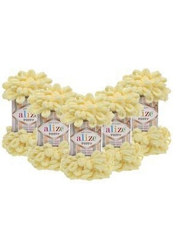 Alize Puffy parmakla örülebilen battaniye ipleri. Puffy 13 limon