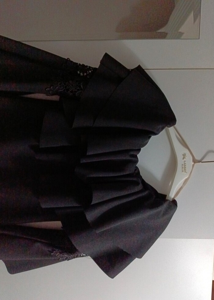 Dantelli siyah mini elbise - Görsel 3