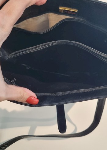 Beden siyah Renk italyan Klasik Siyah Yılan Derisi Desenli Deri Çanta
