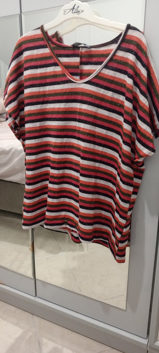 Roket Fashion Renkli Çizgili Tişört - Görsel 2