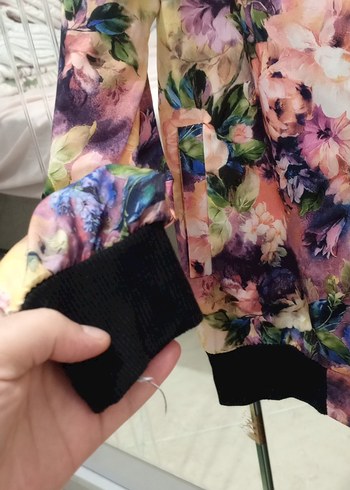 Çiçek Desenli Renkli Kadın Ceket - Görsel 4