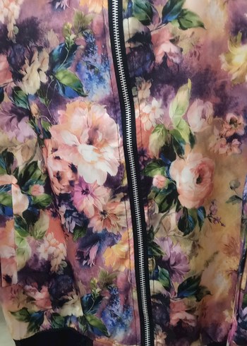 Çiçek Desenli Renkli Kadın Ceket - Görsel 3