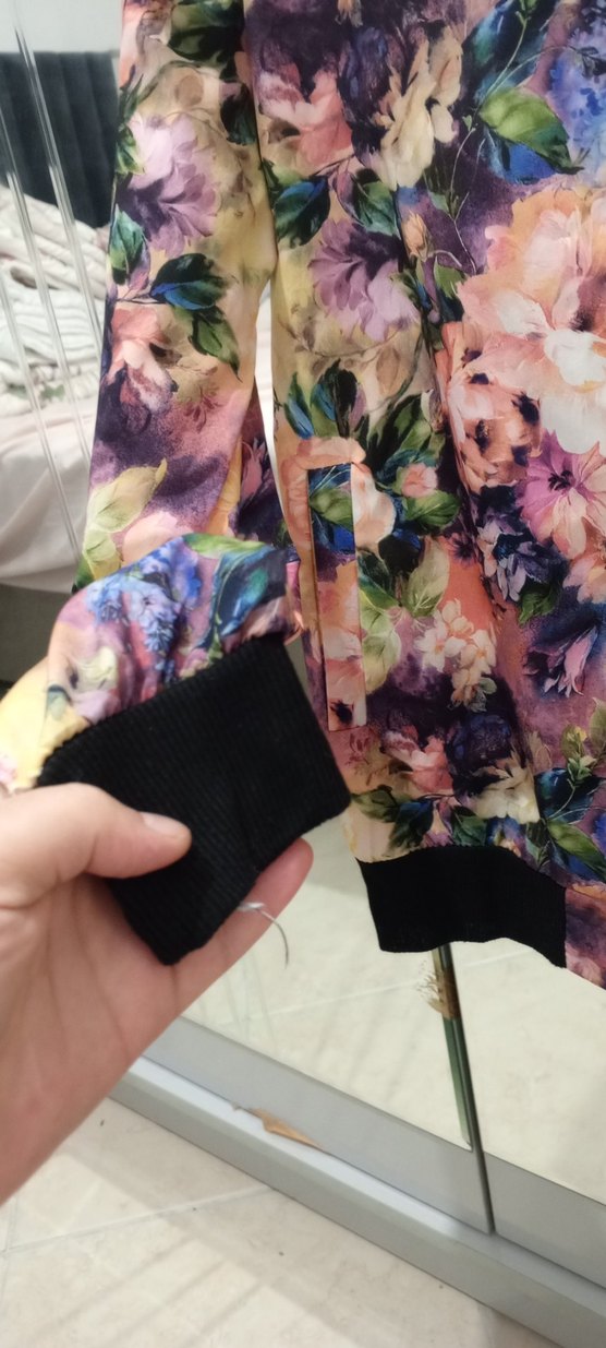 Çiçek Desenli Renkli Kadın Ceket - Görsel 4