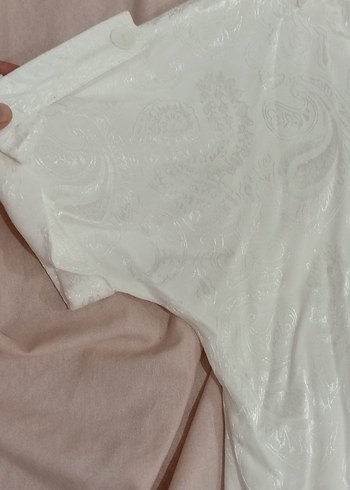 Kadın Beyaz Uzun Bol Kesim Kısa Kollu Sabahlık - Görsel 4