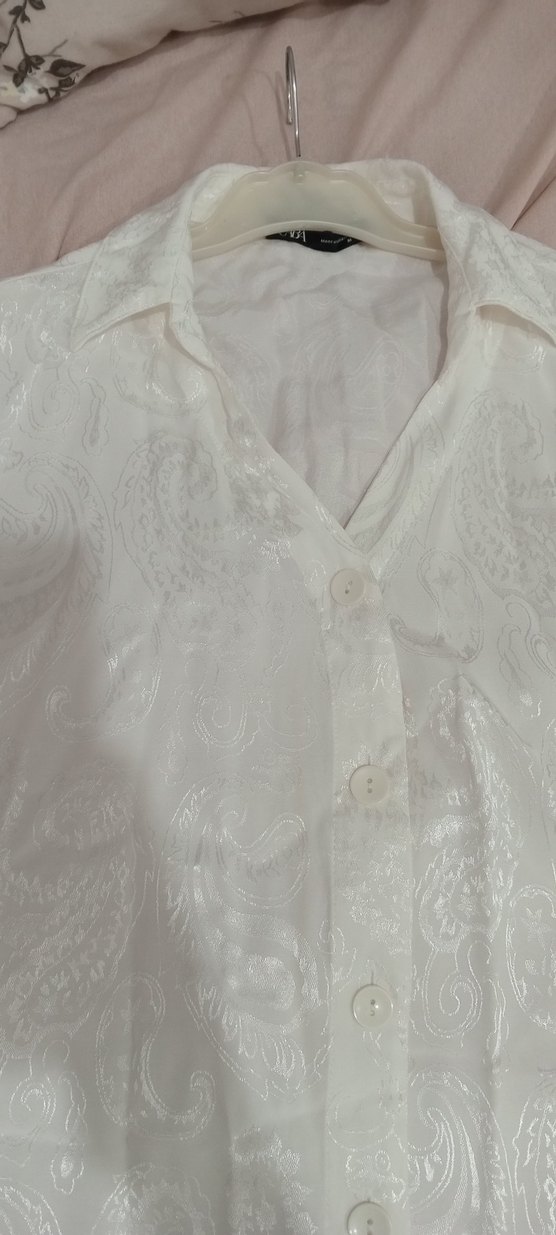 Kadın Beyaz Uzun Bol Kesim Kısa Kollu Sabahlık - Görsel 3