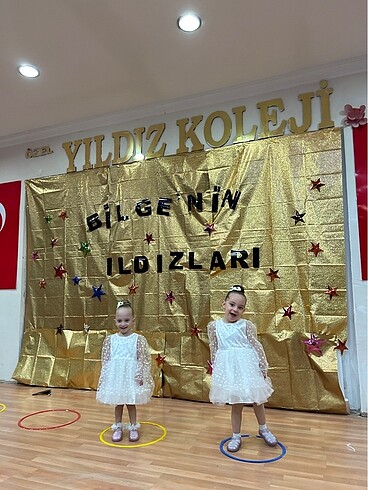 24-36 Ay Beden beyaz Renk Papatyalı kabarık elbise