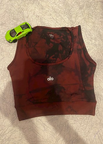 Alo yoga bordo Spor Crop Top - Görsel 2