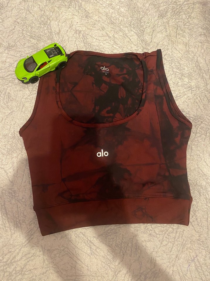 Alo yoga bordo Spor Crop Top - Görsel 2