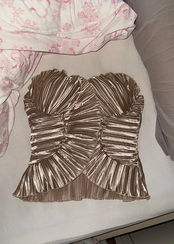 Bej Pilili Straplez Mini Büstiyer - Görsel 3