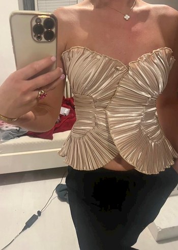 Bej Pilili Straplez Mini Büstiyer - Görsel 2