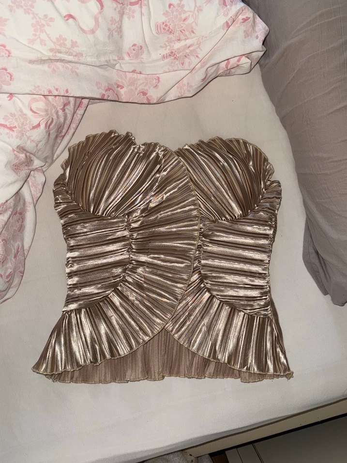 Bej Pilili Straplez Mini Büstiyer - Görsel 3