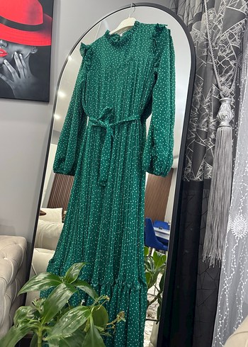 Yeşil Piliseli Bohem Uzun Elbise - Görsel 4