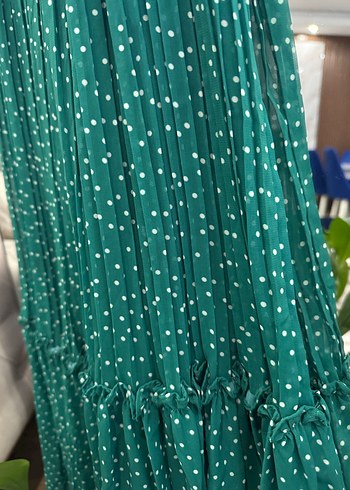 Yeşil Piliseli Bohem Uzun Elbise - Görsel 6