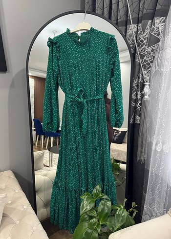 Yeşil Piliseli Bohem Uzun Elbise - Görsel 3