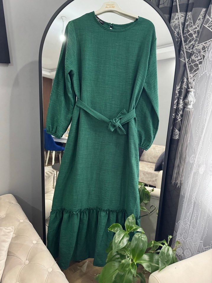 Yeşil Uzun  Elbise - Görsel 2