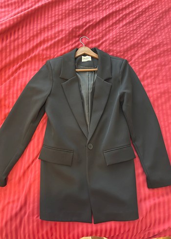 Gri Düğmeli Kadın Blazer Ceket