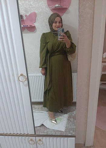42 Beden Kadın Haki Uzun Salaş Elbise