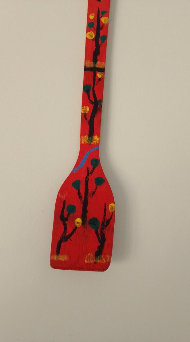 Renkli Kırmızı Ahşap Kaşık Tutucu - Görsel 2