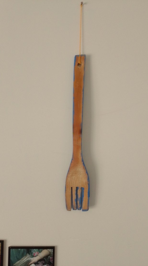 Mavi Çiçek Desenli Renkli Kaşık Duvar süsü - Görsel 3