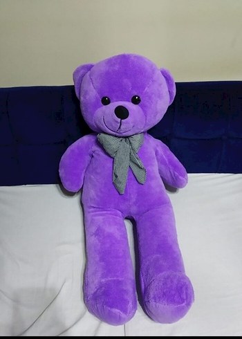 Diğer 90 Cm Kahverengi ve Mor Peluş Ayıcık