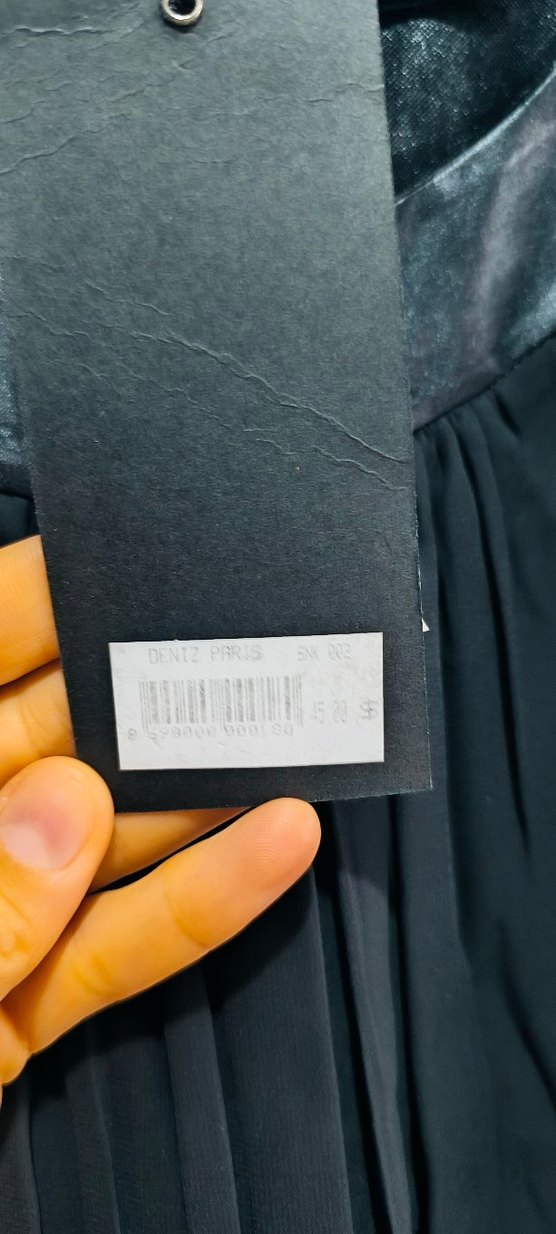 Siyah Midi Kadın Gece Elbisesi, Askısız, Salaş - Görsel 3