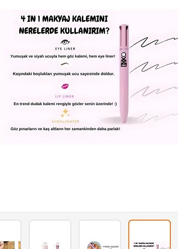 4'ü 1 Arada Makyaj Kalemi Pembe - Görsel 7