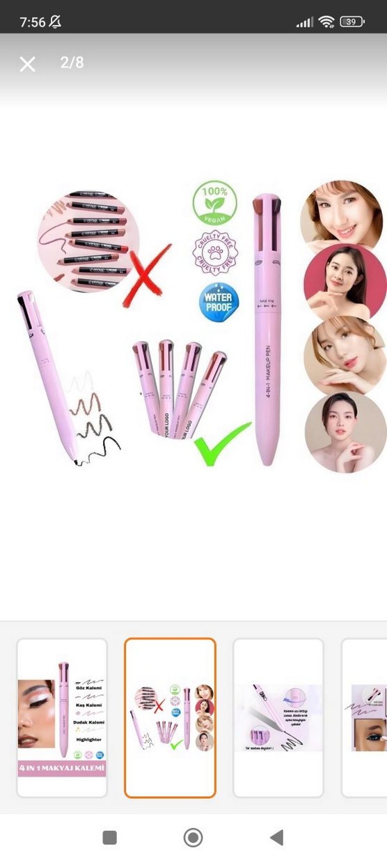 4'ü 1 Arada Makyaj Kalemi Pembe - Görsel 2