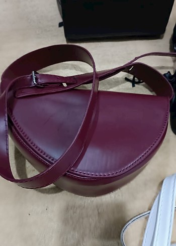 Bordo Deri Kadın Çanta Tokalı - Görsel 5