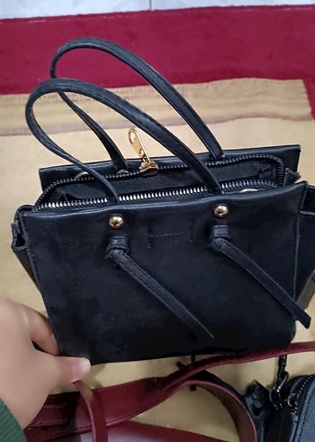 Bordo Deri Kadın Çanta Tokalı - Görsel 6