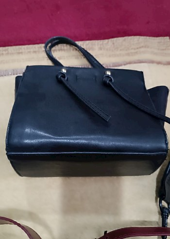 Bordo Deri Kadın Çanta Tokalı - Görsel 7