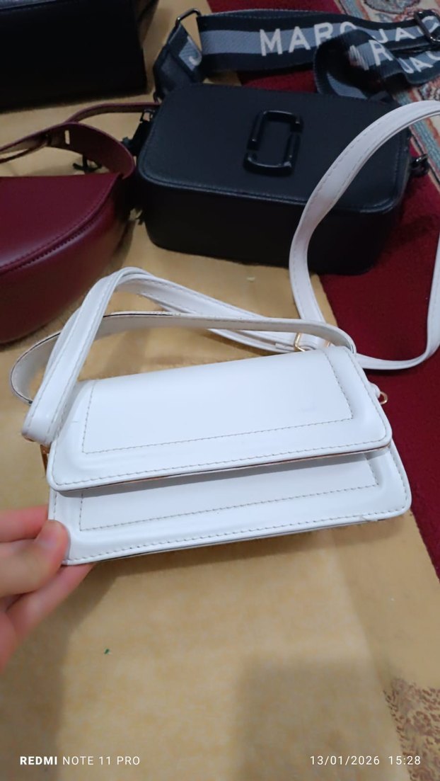 Bordo Deri Kadın Çanta Tokalı - Görsel 4