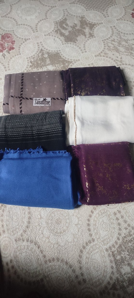 Mavi Kadın Bohem Drapeli Şal - Görsel 5