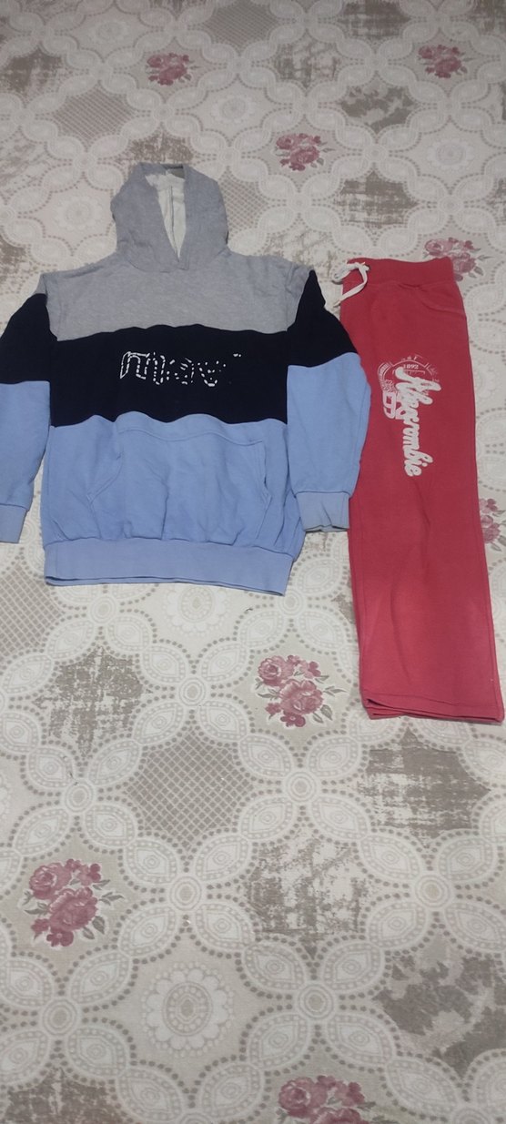 Kapüşonlu Gri Renkli Kız Sweatshirt ve Pembe Eşofman - Görsel 2