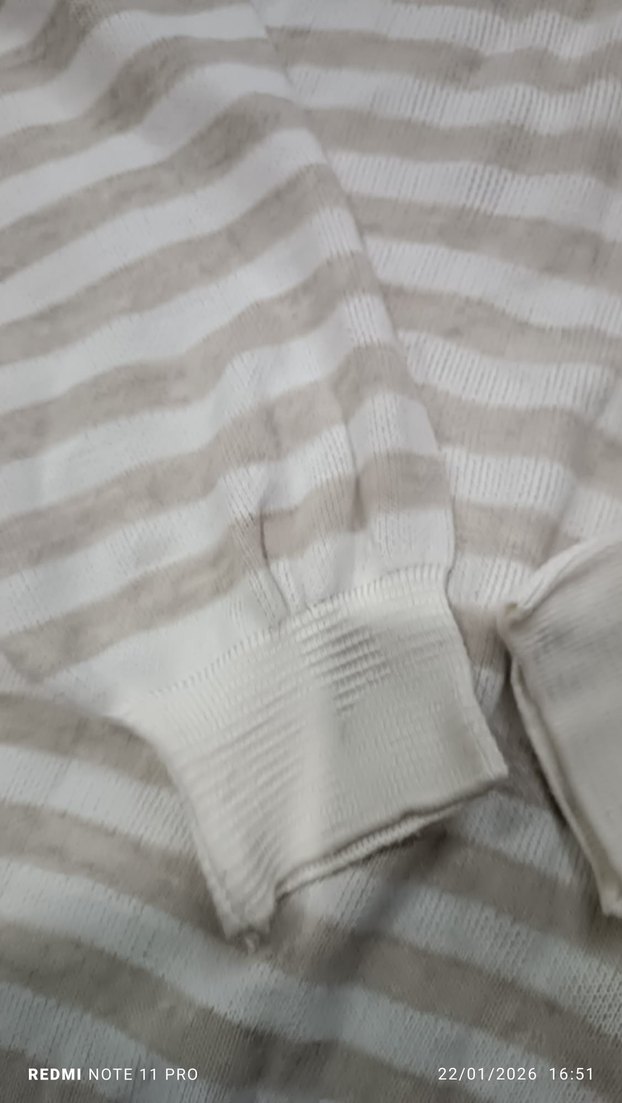 Kadın Gri Beyaz Çizgili Örgü Triko - Görsel 3