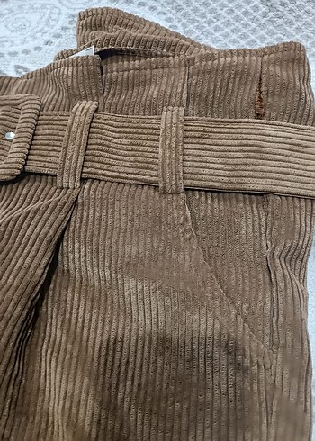 Kemerli Kadın Süet Kahverengi Pantolon - Görsel 6