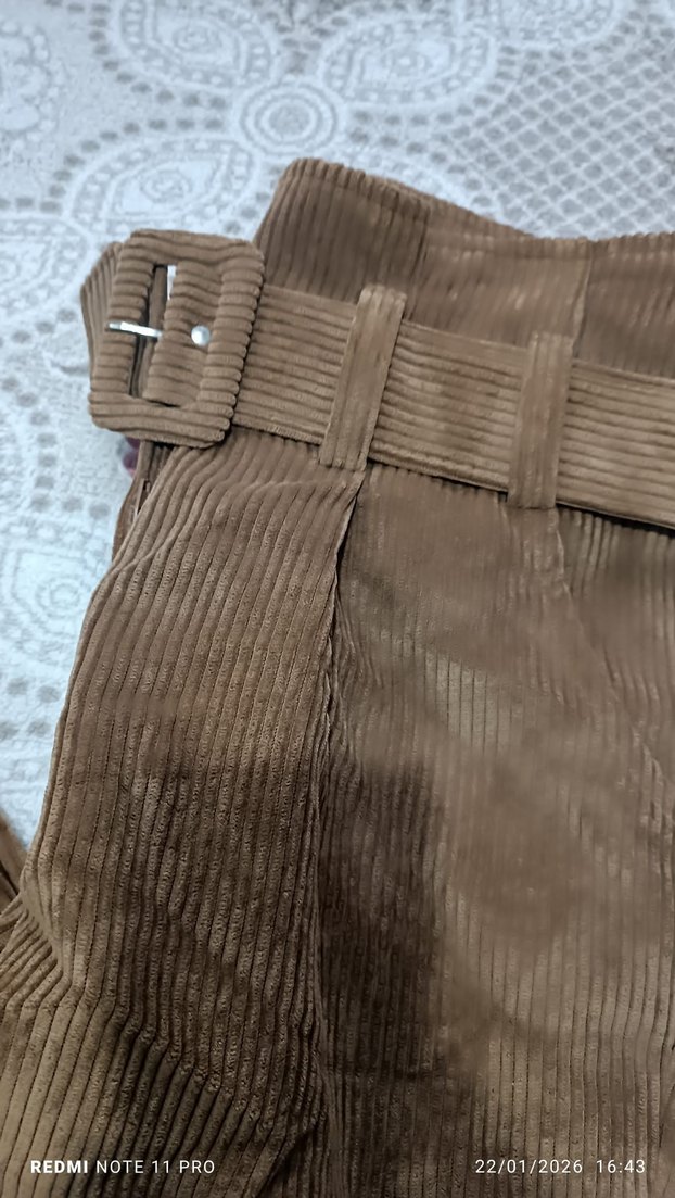 Kemerli Kadın Süet Kahverengi Pantolon - Görsel 5