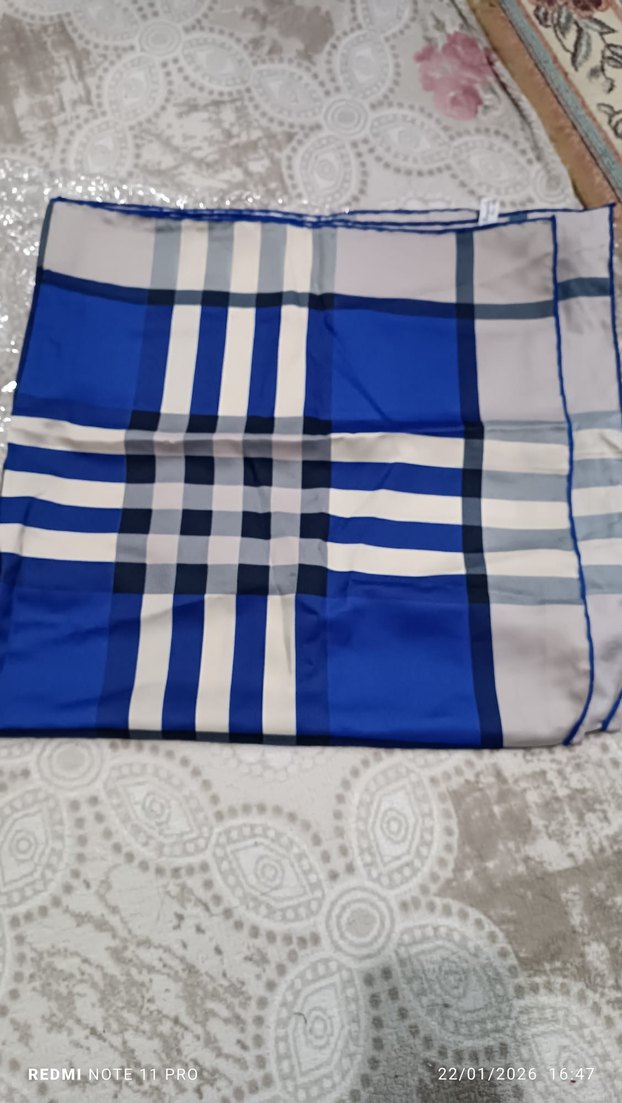 Mavi ve Gri Kadın Atkı - Görsel 2