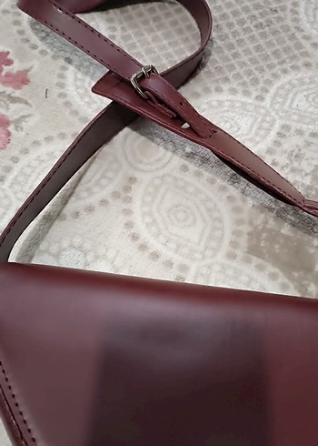 Bordo Deri Kadın Omuz Çantası - Görsel 3