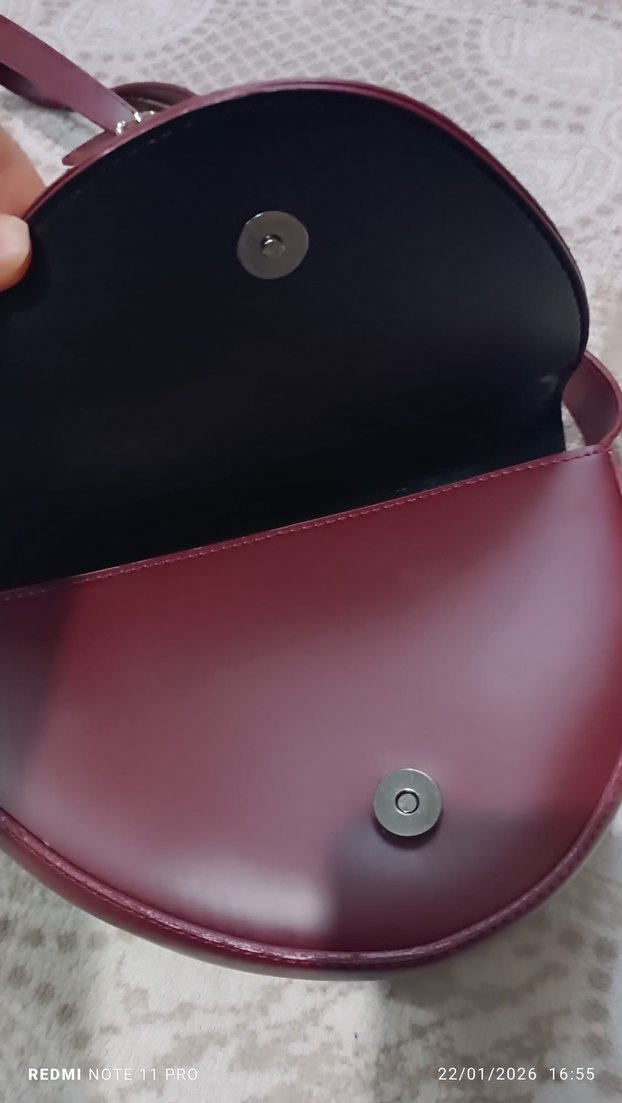 Bordo Deri Kadın Omuz Çantası - Görsel 2